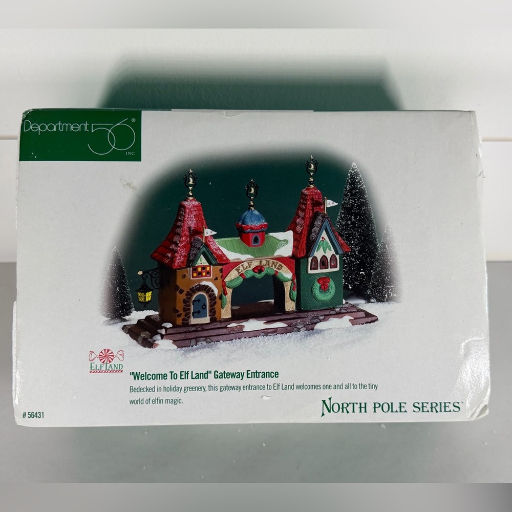 Department 56 Elf Land Gateway Entrance - Red, Green, White